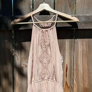 light pink embroidered maxi dress
